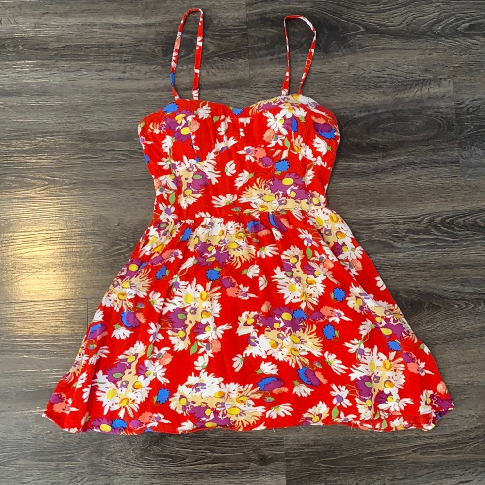 Red, Floral, Small, Dress, Skater